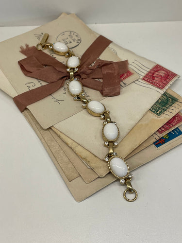 1960’s Gold Bracelet with White Cabochons Devil's Details